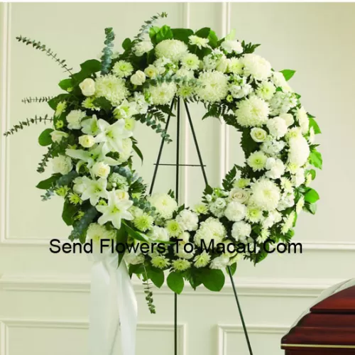 A Beautiful Wreath That Comes With A Stand