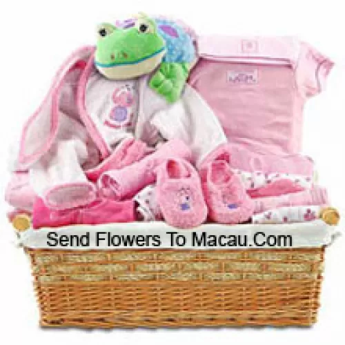 New Born Kit For A Girl Having All The Essential Products Like Toiletries etc.